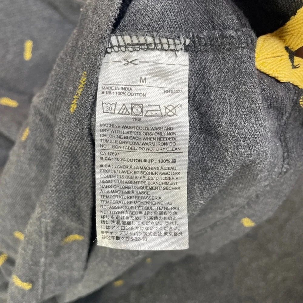 Banana Republic Mens Pineapple Print Polo Shirt Dark Charcoal Grey Yellow Medium